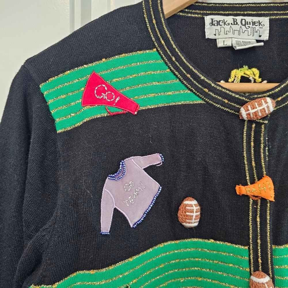 Vintage Jack B. Quick Cardigan Women Lrg 90s School Spirit Cheer Band Whimsical - Picture 3 of 13